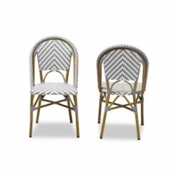 Set of 2 Celie Indoor and Outdoor Stackable Bistro Dining Chairs - Baxton Studio Gray/white