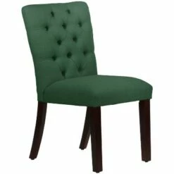 Tufted Dining Chair in Linen Conifer Green - Skyline Furniture