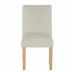 Kendra Slipcover Dining Chair in Stripes Taupe - Skyline Furniture