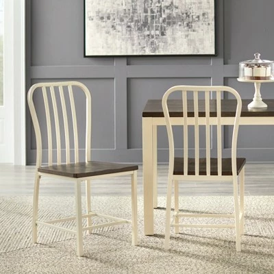 Set of 2 Torrence Two Toned Dining Chairs Dark Walnut/White - Lifestorey 3 Set of 2 Torrence Two Toned Dining Chairs Dark Walnut/White - Lifestorey