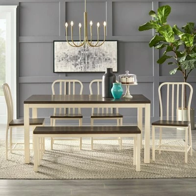 Set of 2 Torrence Two Toned Dining Chairs Dark Walnut/White - Lifestorey 4 Set of 2 Torrence Two Toned Dining Chairs Dark Walnut/White - Lifestorey - Image 2