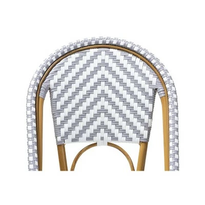 Set of 2 Celie Indoor and Outdoor Stackable Bistro Dining Chairs - Baxton Studio Gray/white 5 Set of 2 Celie Indoor and Outdoor Stackable Bistro Dining Chairs - Baxton Studio Gray/white - Image 3