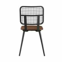 Set of 2 Urban Industrial Mesh Back Dining Chairs Dark Walnut - Saracina Home -Dining Chairs And Benches Official Shop unnamed file 7233