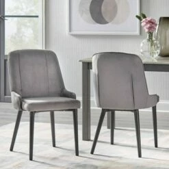 Set of 2 Welland Dining Chairs Gray - Lifestorey