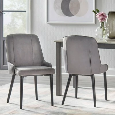 Set of 2 Welland Dining Chairs Gray - Lifestorey 3 Set of 2 Welland Dining Chairs Gray - Lifestorey