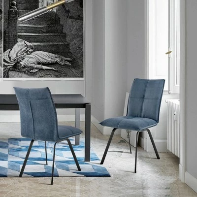 Set of 2 Rylee Fabric Finish Dining Chairs - Armen Living Blue/black 5 Set of 2 Rylee Fabric Finish Dining Chairs - Armen Living Blue/black - Image 3