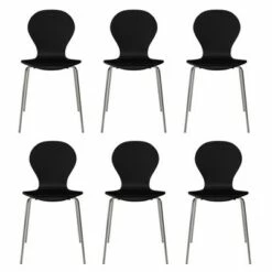 Set of 6 Saladin Mid-Century Modern Armless Dining Chairs - Handy Living Black -Dining Chairs And Benches Official Shop unnamed file 7397