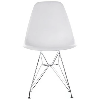 Fabulaxe Mid-Century Modern Style Plastic DSW Shell Dining Chair with Metal Legs, White 5 Fabulaxe Mid-Century Modern Style Plastic DSW Shell Dining Chair with Metal Legs, White - Image 3