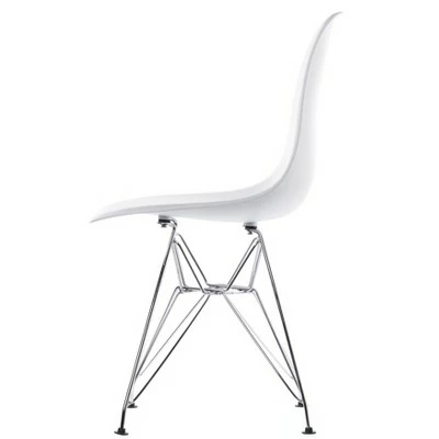 Fabulaxe Mid-Century Modern Style Plastic DSW Shell Dining Chair with Metal Legs, White 6 Fabulaxe Mid-Century Modern Style Plastic DSW Shell Dining Chair with Metal Legs, White - Image 4