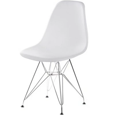 Fabulaxe Mid-Century Modern Style Plastic DSW Shell Dining Chair with Metal Legs, White 10 Fabulaxe Mid-Century Modern Style Plastic DSW Shell Dining Chair with Metal Legs, White - Image 8