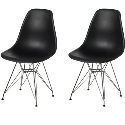 Fabulaxe Mid-Century Modern Style Plastic DSW Shell Dining Chair with Metal Legs, White 13 Fabulaxe Mid-Century Modern Style Plastic DSW Shell Dining Chair with Metal Legs, White - Image 11