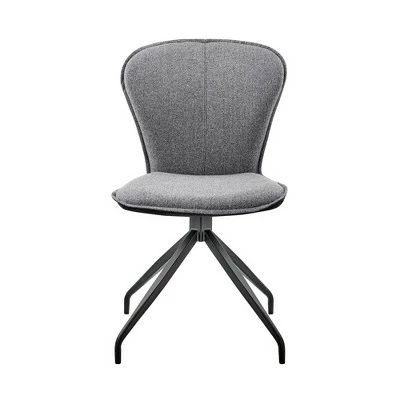 Set of 2 Petrie Fabric Faux Leather Back Finish Dining Chair Gray/Black - Armen Living 5 Set of 2 Petrie Fabric Faux Leather Back Finish Dining Chair Gray/Black - Armen Living - Image 3