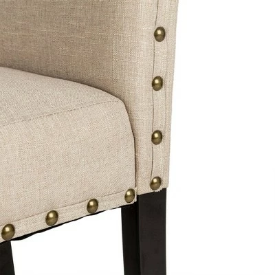 Set of 2 Upholstered Fabric Armless Dining Chairs with Studded Decor - Glitzhome Tan 9 Set of 2 Upholstered Fabric Armless Dining Chairs with Studded Decor - Glitzhome Tan - Image 7
