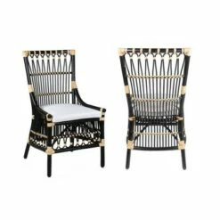 Set of 2 Lafayette Rattan Dining Chairs - East at Main Black/natural