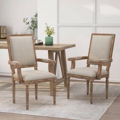 Set of 2 Maria French Country Wood Upholstered Dining Chairs - Christopher Knight Home Gray 3 Set of 2 Maria French Country Wood Upholstered Dining Chairs - Christopher Knight Home Gray