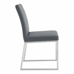 Set of 2 Trevor Faux Leather Stainless Steel Dining Chairs Gray - Armen Living -Dining Chairs And Benches Official Shop unnamed file 7753