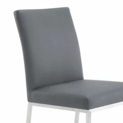 Set of 2 Trevor Faux Leather Stainless Steel Dining Chairs Gray - Armen Living -Dining Chairs And Benches Official Shop unnamed file 7755