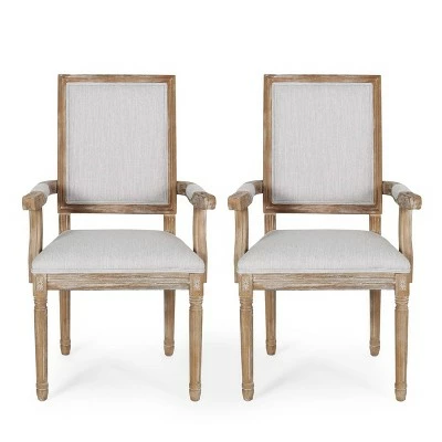 Set of 2 Maria French Country Wood Upholstered Dining Chairs - Christopher Knight Home Gray 16 Set of 2 Maria French Country Wood Upholstered Dining Chairs - Christopher Knight Home Gray - Image 14