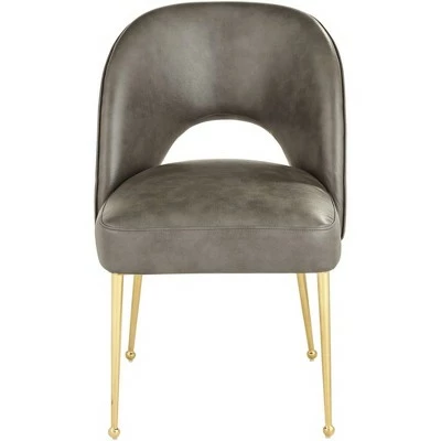 55 Downing Street Kais Gray Faux Leather and Gold Legs Dining Chair 7 55 Downing Street Kais Gray Faux Leather and Gold Legs Dining Chair - Image 5