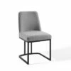 Set of 2 Amplify Sled Base Upholstered Fabric Armless Dining Chairs Black/Light Gray - Modway