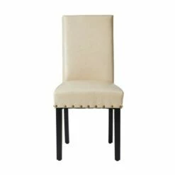 Set of 2 Upholstered PU Armless Dining Chairs with Studded Decor Beige - Glitzhome -Dining Chairs And Benches Official Shop unnamed file 7997