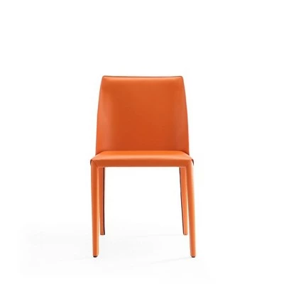 Set of 2 Paris Saddle Leather Dining Chairs Coral - Manhattan Comfort 3 Set of 2 Paris Saddle Leather Dining Chairs Coral - Manhattan Comfort