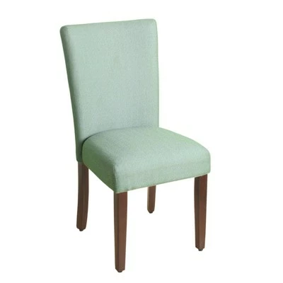 Fabric Upholstered Wooden Parson Dining Chair with Splayed Back - Benzara Light Blue/brown 8 Fabric Upholstered Wooden Parson Dining Chair with Splayed Back - Benzara Light Blue/brown - Image 6