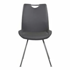 Set of 2 Curved Back Dining Chairs with Bucket Design Seat - Benzara Dark Gray