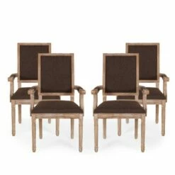 Set of 4 Maria French Country Wood Upholstered Dining Chairs - Christopher Knight Home Black/gray -Dining Chairs And Benches Official Shop unnamed file 808