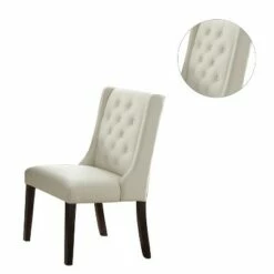 Simple Relax White Faux Leather Dining Chairs With Button Tufted Back, Set Of 2 -Dining Chairs And Benches Official Shop unnamed file 8109