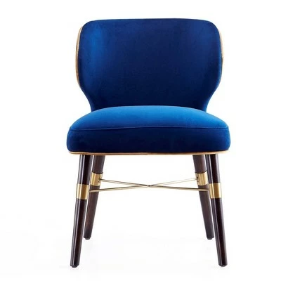 Strine Velvet Dining Chair Royal Blue - Manhattan Comfort 3 Strine Velvet Dining Chair Royal Blue - Manhattan Comfort