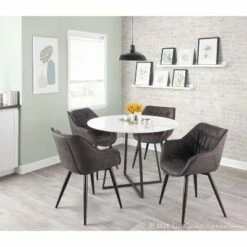 Set of 2 Rouche Contemporary Dining Chairs Metal/Polyester Black/Black - LumiSource -Dining Chairs And Benches Official Shop unnamed file 819