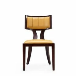 Set of 2 Pulitzer Faux Leather Dining Chairs Pearl - Manhattan Comfort Camel