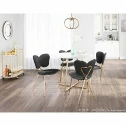Set of 2 Madeline Contemporary and Glam Chairs - LumiSource Gold/black Velvet -Dining Chairs And Benches Official Shop unnamed file 8272