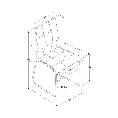 Set of 2 Aneston Square Gridded Leatherette Side Chair White - HOMES: Inside + Out 5 Set of 2 Aneston Square Gridded Leatherette Side Chair White - HOMES: Inside + Out - Image 3