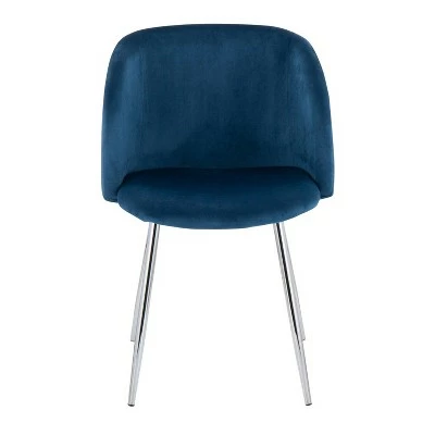 Set of 2 Fran Dining Chairs Velvet/Metal Chrome/Blue - LumiSource 7 Set of 2 Fran Dining Chairs Velvet/Metal Chrome/Blue - LumiSource - Image 5