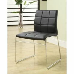 Set of 2 Aneston Square Gridded Leatherette Side Chairs Black - HOMES: Inside + Out