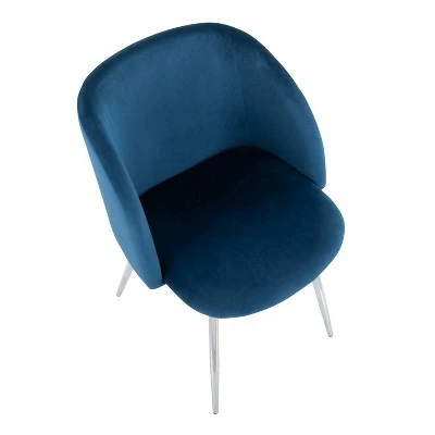 Set of 2 Fran Dining Chairs Velvet/Metal Chrome/Blue - LumiSource 8 Set of 2 Fran Dining Chairs Velvet/Metal Chrome/Blue - LumiSource - Image 6