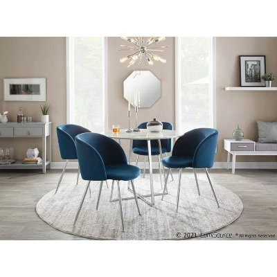 Set of 2 Fran Dining Chairs Velvet/Metal Chrome/Blue - LumiSource 10 Set of 2 Fran Dining Chairs Velvet/Metal Chrome/Blue - LumiSource - Image 8
