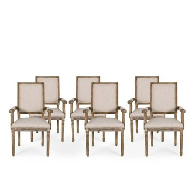 Set of 6 Maria French Country Wood Upholstered Dining Chairs - Christopher Knight Home Brown/natural 12 Set of 6 Maria French Country Wood Upholstered Dining Chairs - Christopher Knight Home Brown/natural - Image 10