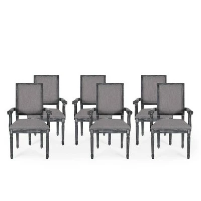Set of 6 Maria French Country Wood Upholstered Dining Chairs - Christopher Knight Home Brown/natural 15 Set of 6 Maria French Country Wood Upholstered Dining Chairs - Christopher Knight Home Brown/natural - Image 13