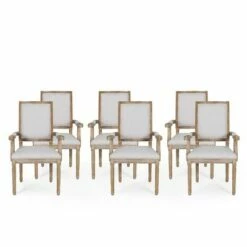 Set of 6 Maria French Country Wood Upholstered Dining Chairs - Christopher Knight Home Brown/natural 29 Set of 6 Maria French Country Wood Upholstered Dining Chairs - Christopher Knight Home Brown/natural -Dining Chairs And Benches Official Shop unnamed file 849