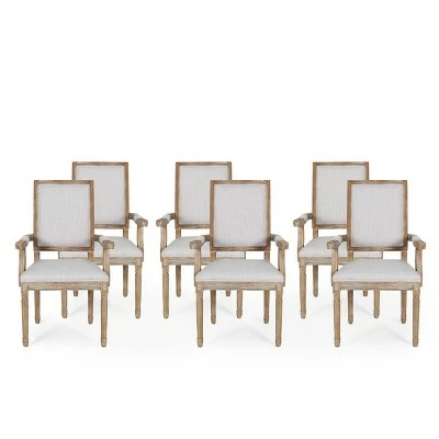 Set of 6 Maria French Country Wood Upholstered Dining Chairs - Christopher Knight Home Brown/natural 16 Set of 6 Maria French Country Wood Upholstered Dining Chairs - Christopher Knight Home Brown/natural - Image 14