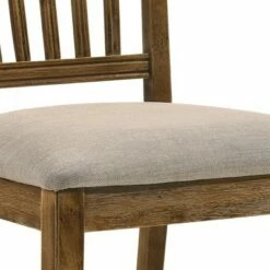 Wooden Dining Side Chair with Tapered Legs Beige/Brown - Benzara