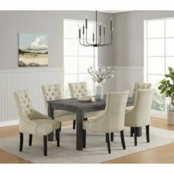 Set of 2 Haeys Tufted Upholstered Dining Armless Chairs - Alaterre Furniture Cream -Dining Chairs And Benches Official Shop unnamed file 8619