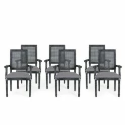 Set of 6 Maria French Country Wood and Cane Upholstered Dining Chairs - Christopher Knight Home Brown/natural -Dining Chairs And Benches Official Shop unnamed file 867