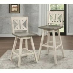 Amsonia K-back Bar Height Dining Swivel Chair in White (Set of 2) - Lexicon