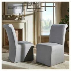 Set of 2 Walton Park Slipcovered Roll Back Dining Chair Gray - Inspire Q -Dining Chairs And Benches Official Shop unnamed file 873