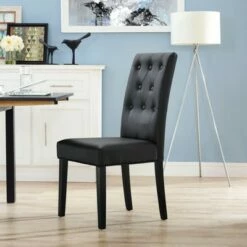 Confer Dining Vinyl Side Chair - Modway Black