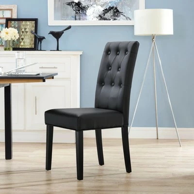 Confer Dining Vinyl Side Chair - Modway Black 3 Confer Dining Vinyl Side Chair - Modway Black